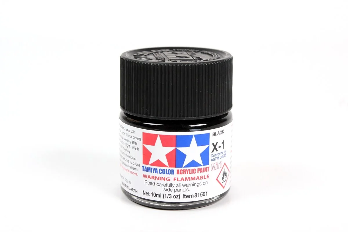 Tamiya 10ml-1/3oz Acrylic Mini X-1 Black #81501