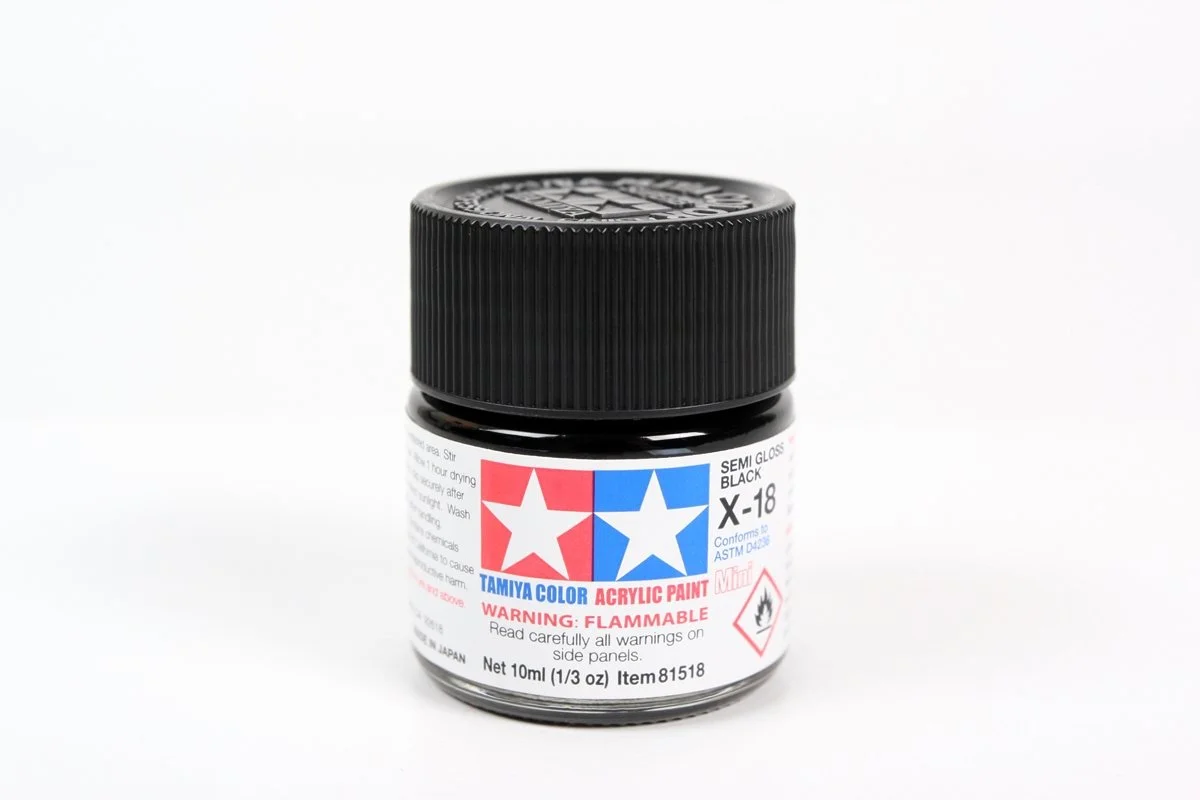 Tamiya 10ml-1/3oz Acrylic Mini X-18 Semi Gloss Black #81518