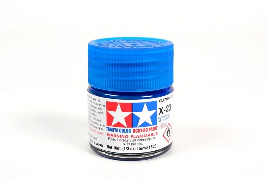 Tamiya 10ml-1/3oz Acrylic Mini X-23 Gloss Clear Blue #81523