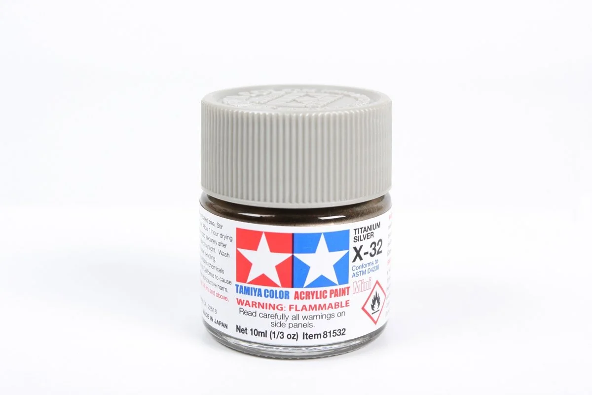 Tamiya 10ml-1/3oz Acrylic Mini X-32 Titanium Silver #81532