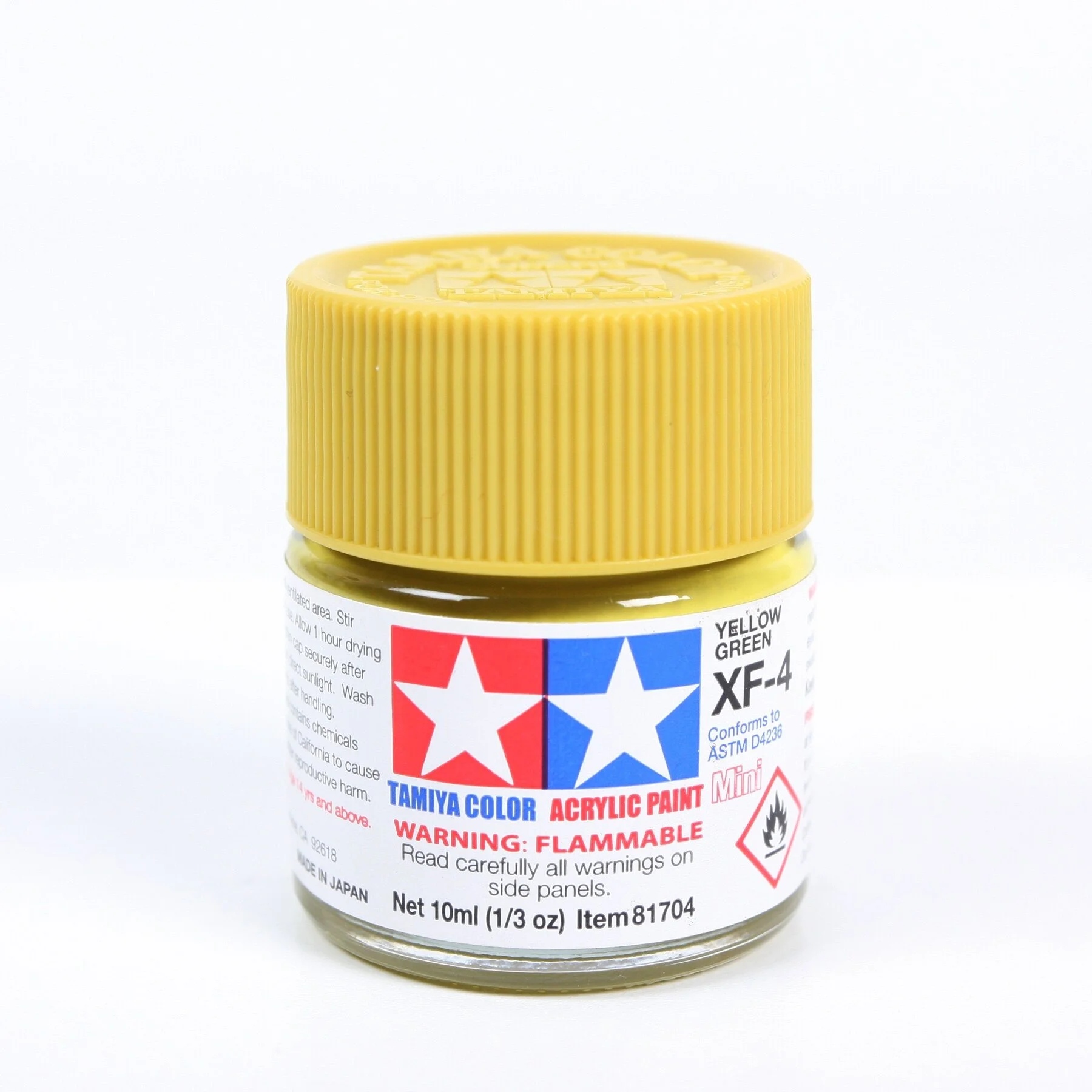 Tamiya 10ml-1/3oz Acrylic Mini XF-4 Yellow Green #81704