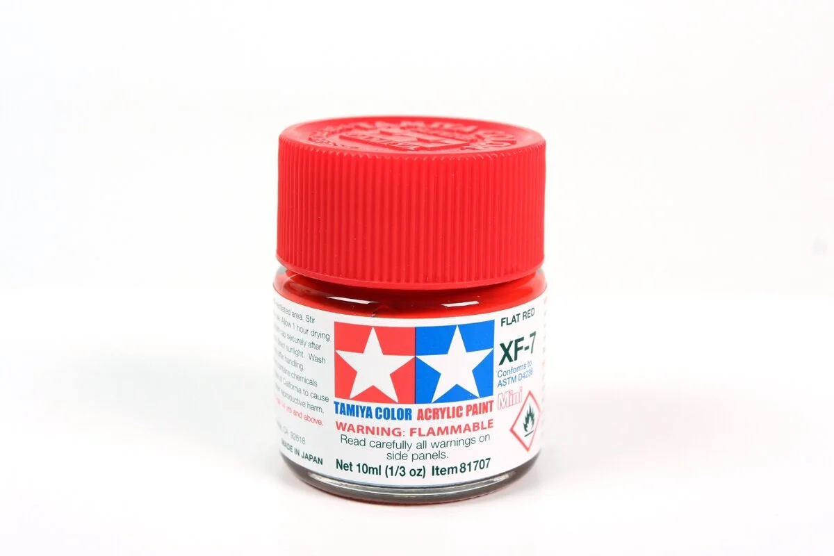 Tamiya 10ml-1/3oz Acrylic Mini XF-7 Flat Red #81707
