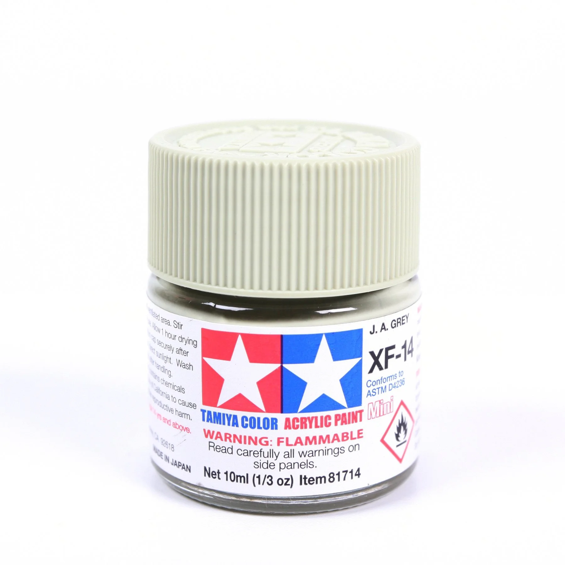 Tamiya 10ml-1/3oz Acrylic Mini  XF-14 J.A. Grey #81714