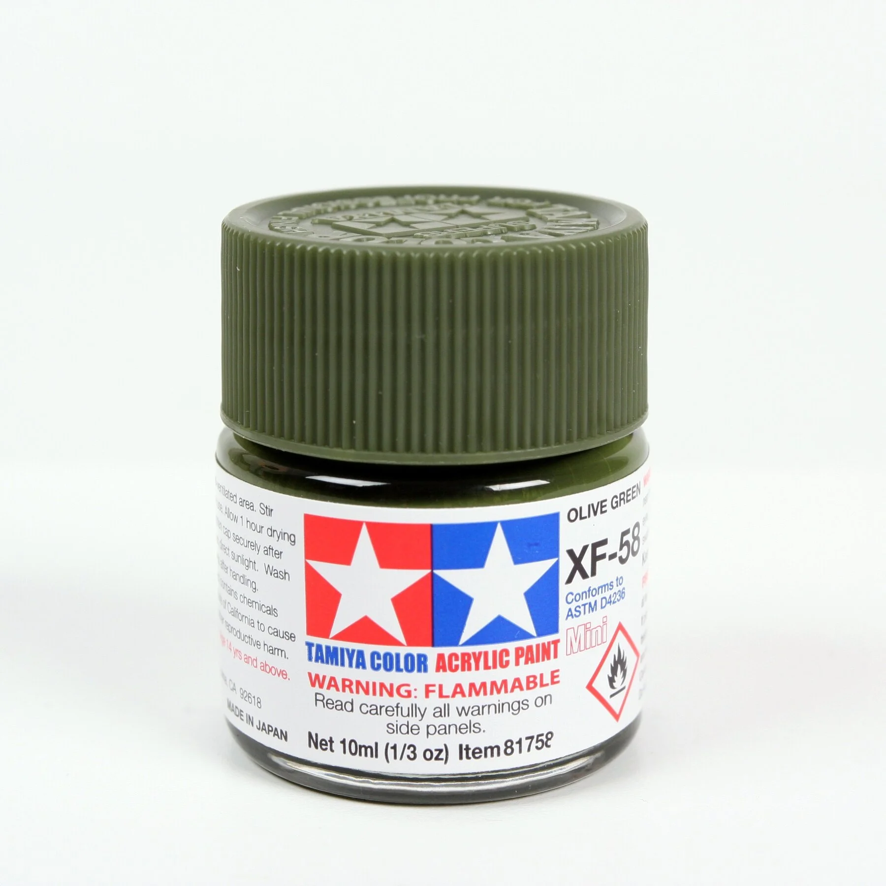 Tamiya 10ml-1/3oz Acrylic Mini XF-58 Olive Green #81758