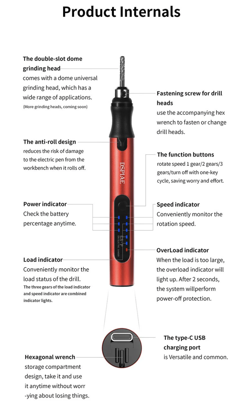 DSPIAE DSP-ES-P Portable Electric Sanding Pen