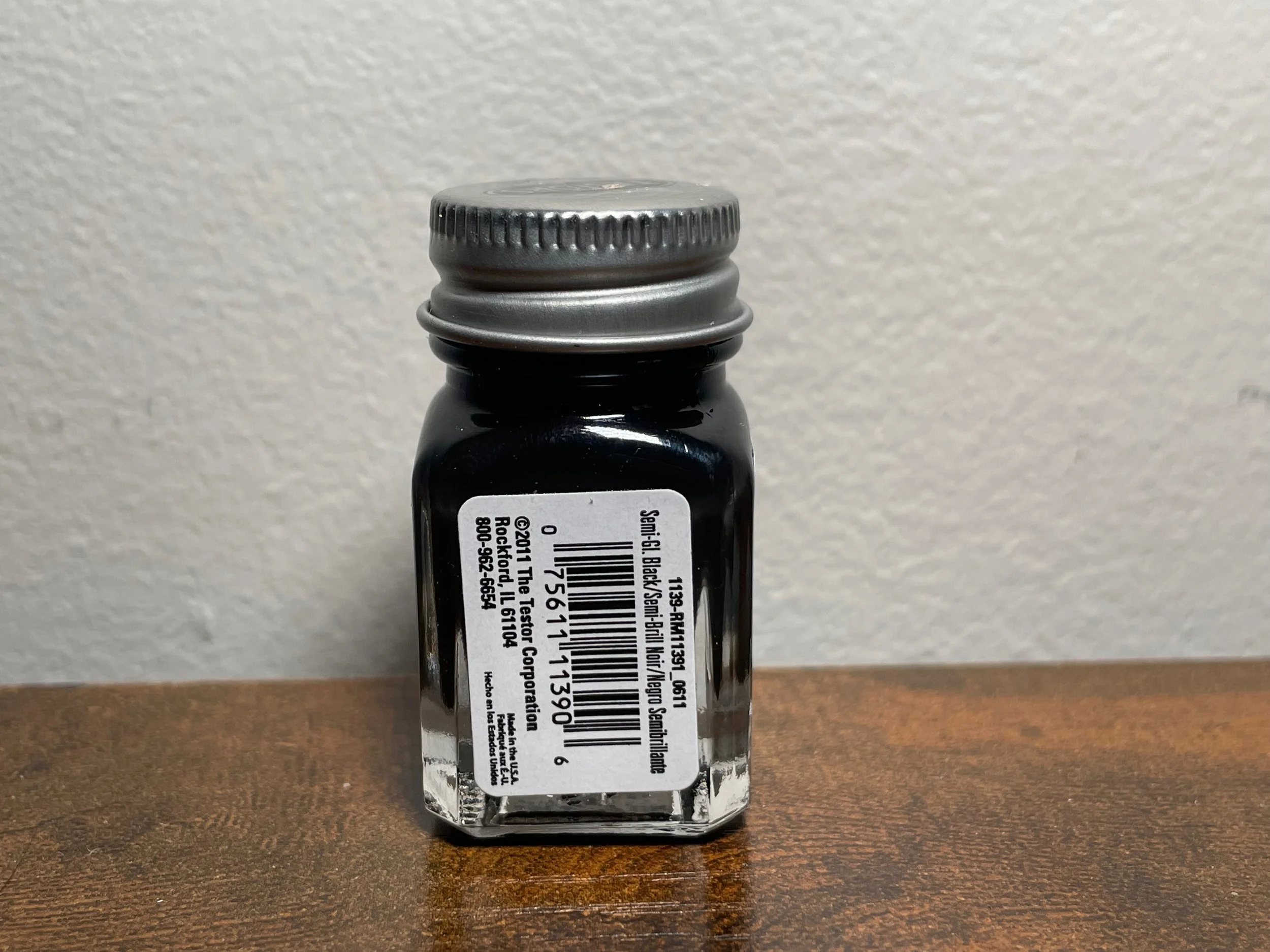 Testors Enamel 1/4oz-Semi-Gloss Black #1139