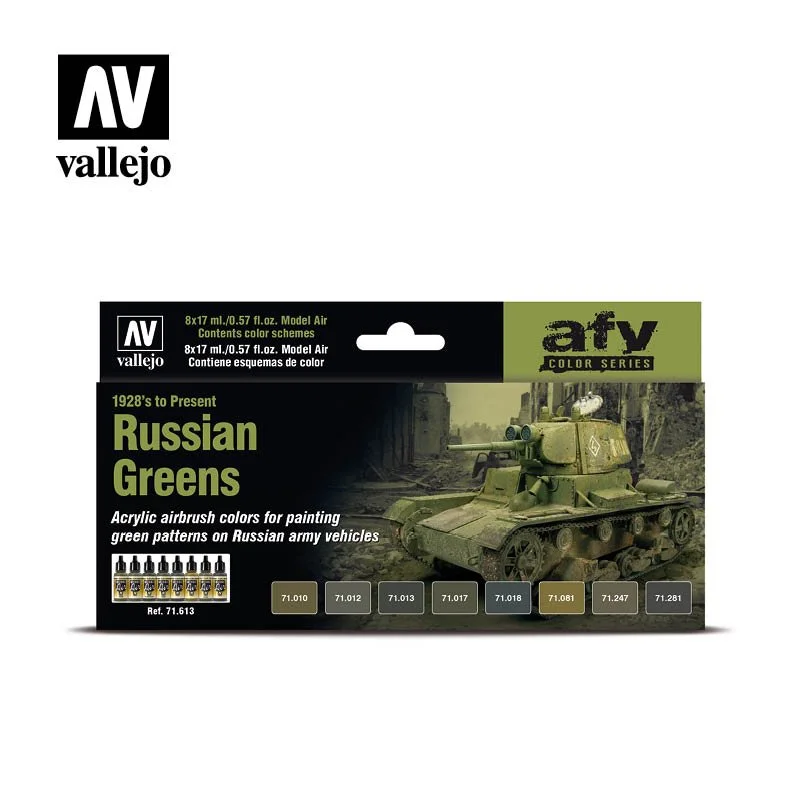 Vallejo 17ml Model Air Set AFV Russian Greens 1928 to Present (71.613)