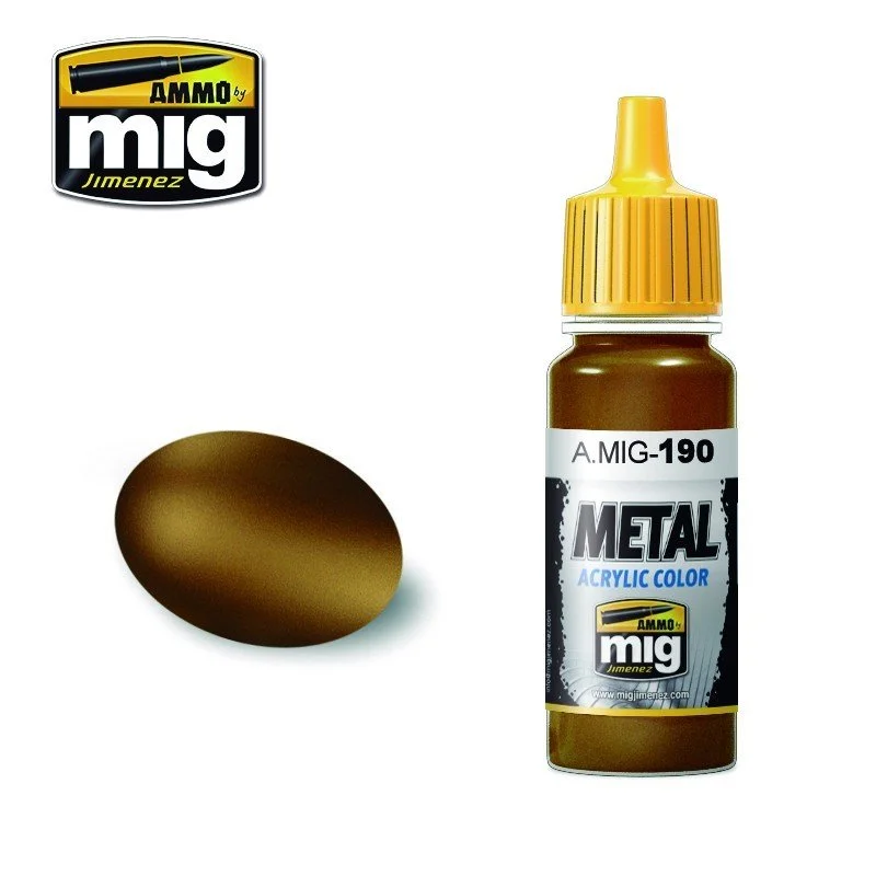 AMMO Metal Color ACRYLIC COLOR 17mL METALLIC Old Brass #A.MIG-0190
