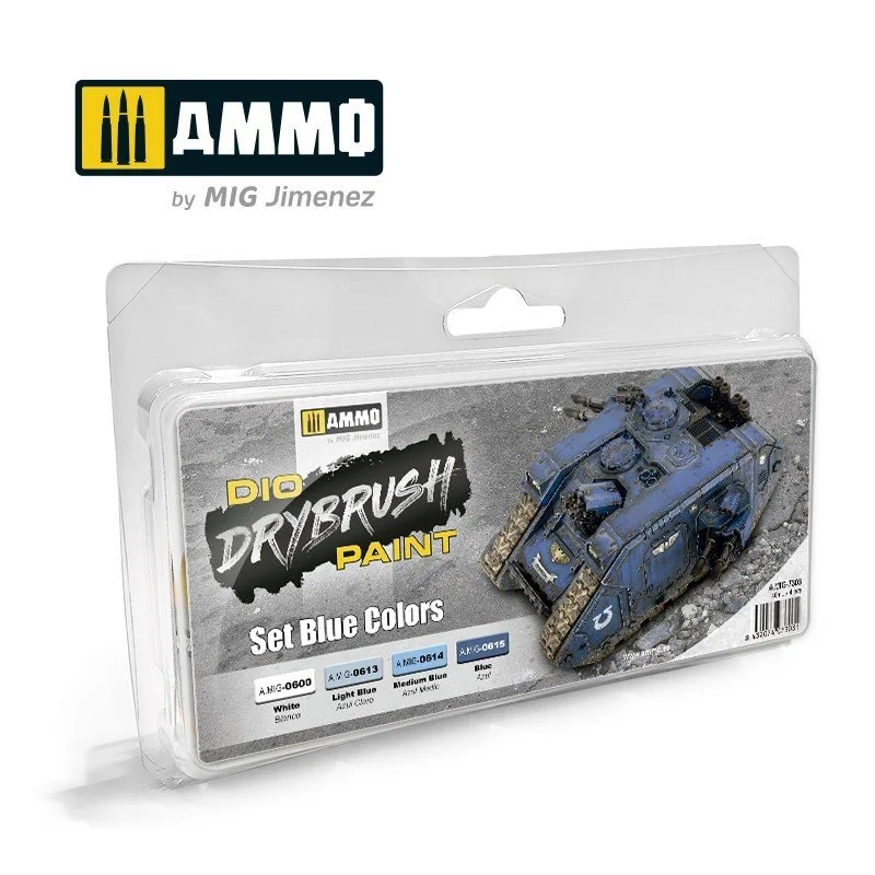 AMMO 40mL Drybrush Set Blue Colors #MIG-7303