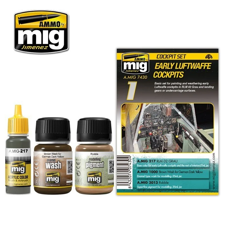 AMMO 35mL/17mL Cockpit Set Early Luftwaffe Cockpits #A.MIG-7430