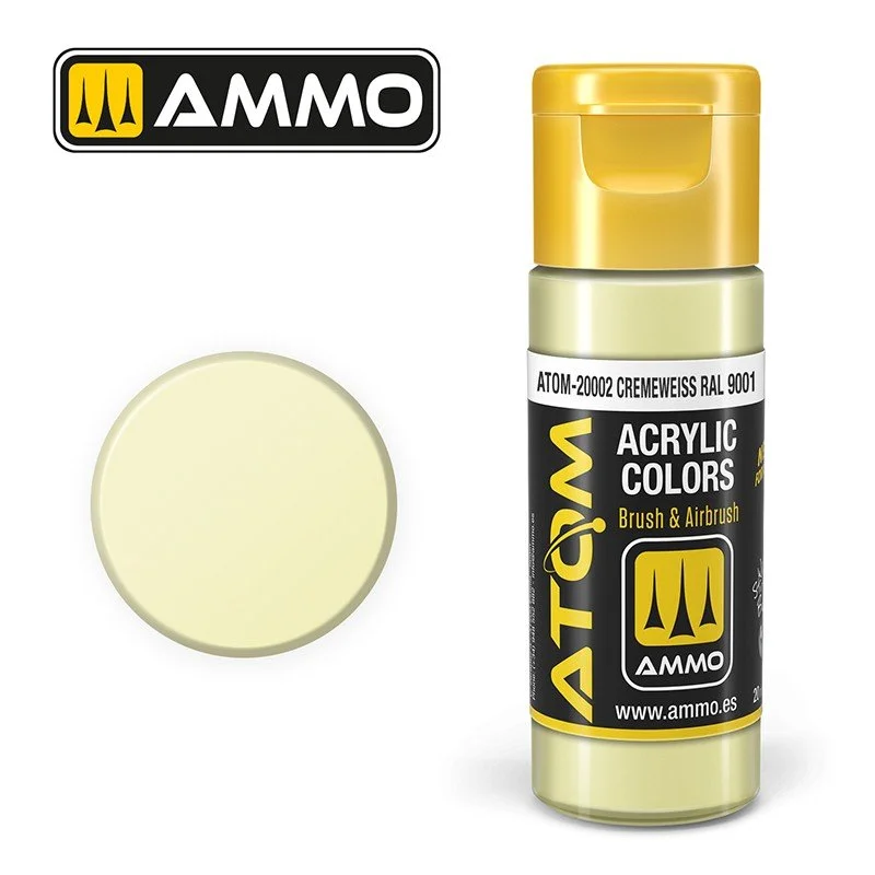 AMMO ATOM ACRYLIC COLOR 20mL Cremeweiss RAL 9001 (FS37855) #ATOM-20002