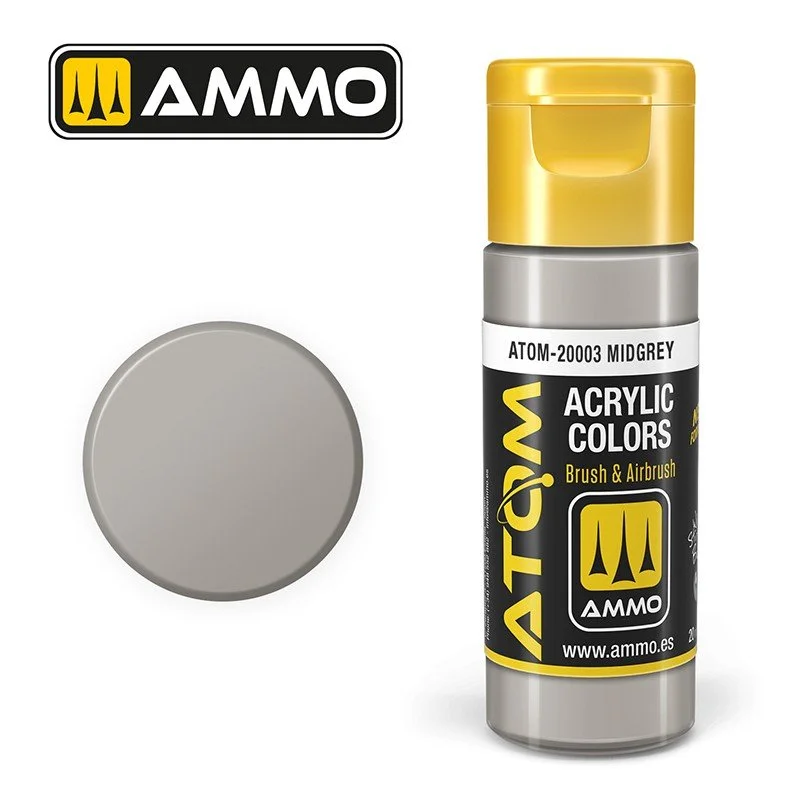 AMMO ATOM ACRYLIC COLOR 20mL Midgrey (FS26420) #ATOM-20003