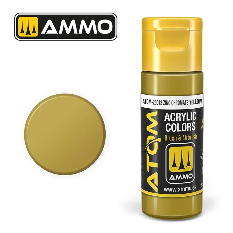 AMMO ATOM ACRYLIC COLOR 20mL Zinc Chromate Yellow (FS33481) #ATOM-20013