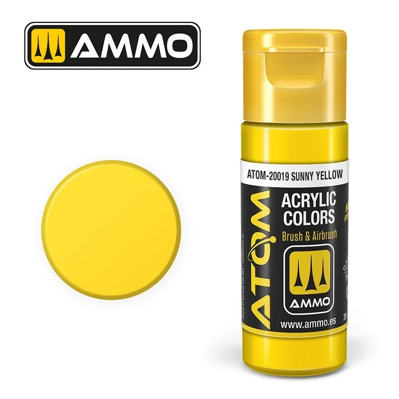 AMMO ATOM ACRYLIC COLOR 20mL Sunny Yellow (FS33538) #ATOM-20019