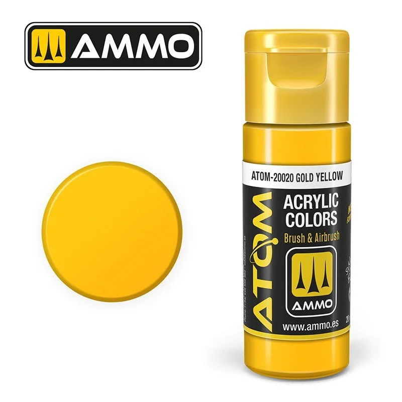 AMMO ATOM ACRYLIC COLOR 20mL Gold Yellow (FS33432) #ATOM-20020