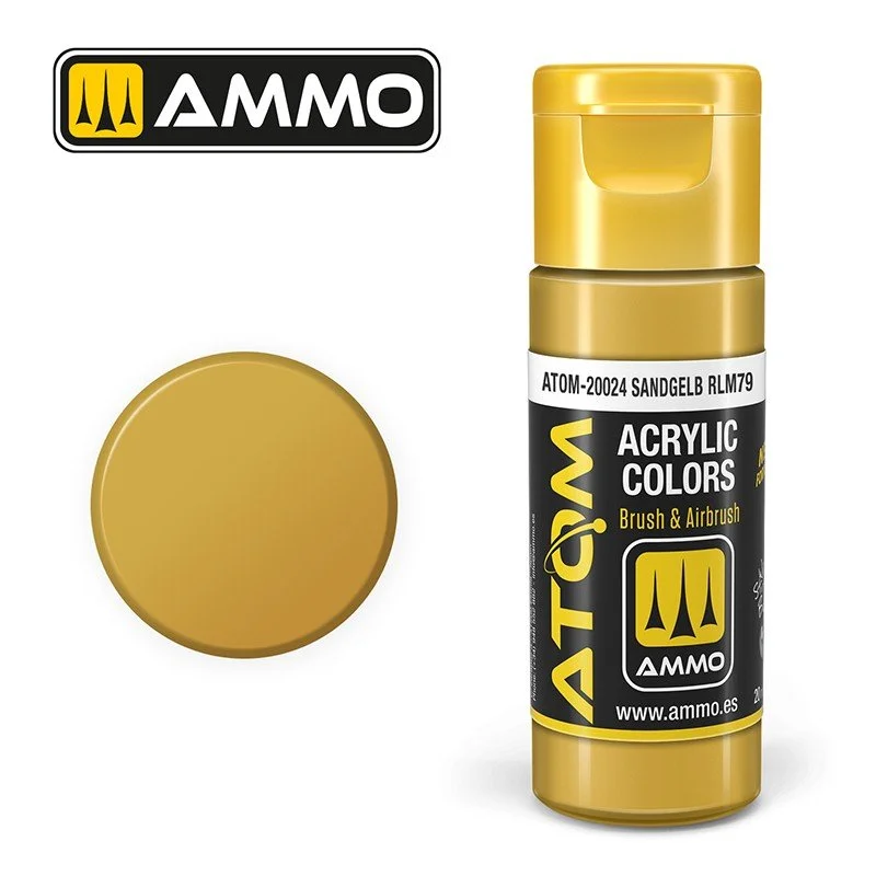 AMMO ATOM ACRYLIC COLOR 20mL Sandgelb RLM79 (FS33448) #ATOM-20024