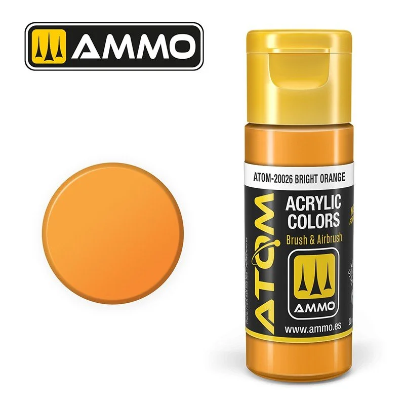 AMMO ATOM ACRYLIC COLOR 20mL Bright Orange (FS22510) #ATOM-20026