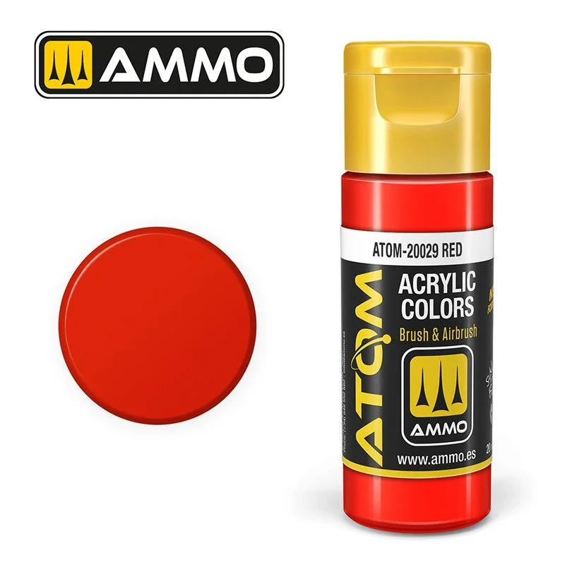 AMMO ATOM ACRYLIC COLOR 20mL Red RAL3020 RLM23 (FS31302) #ATOM-20029