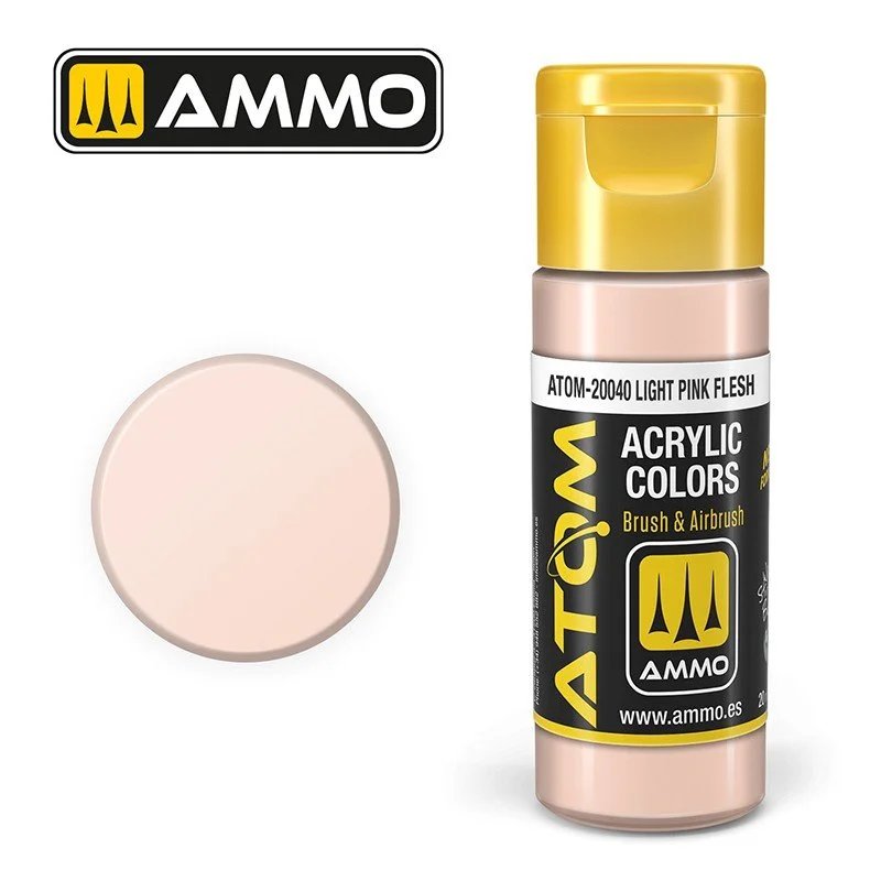 AMMO ATOM ACRYLIC COLOR 20mL Light Pink Flesh (FS23531) #ATOM-20040
