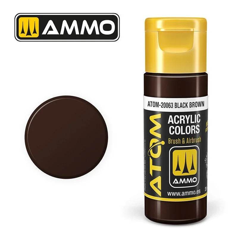 AMMO ATOM ACRYLIC COLOR 20mL Black Brown #ATOM-20063
