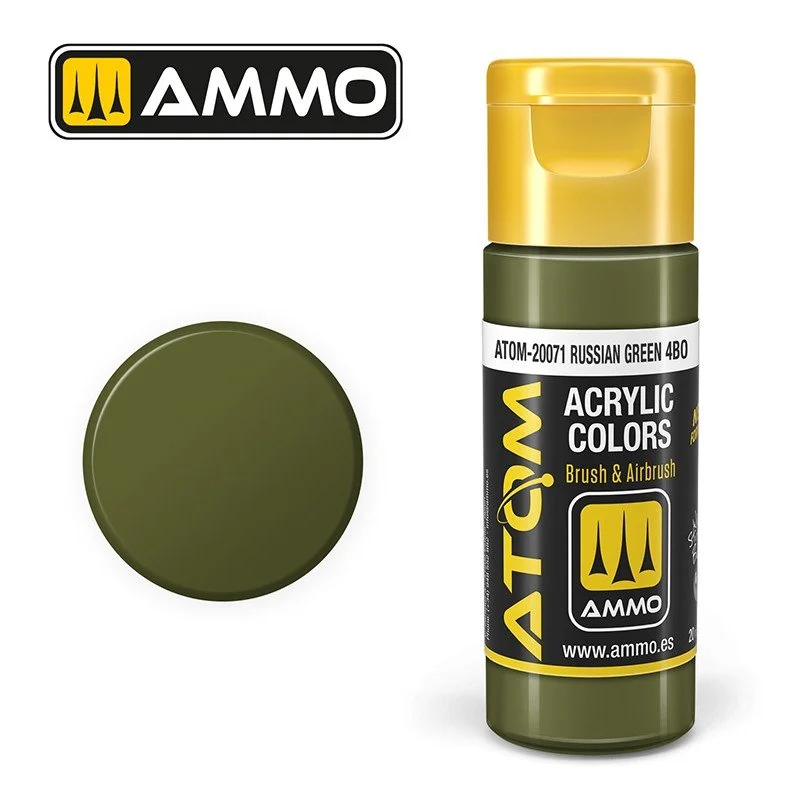 AMMO ATOM ACRYLIC COLOR 20mL Russian Green 4BO #ATOM-20071