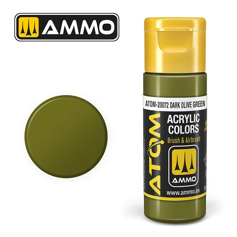 AMMO ATOM ACRYLIC COLOR 20mL Dark Olive Green (FS34130) #ATOM-20072