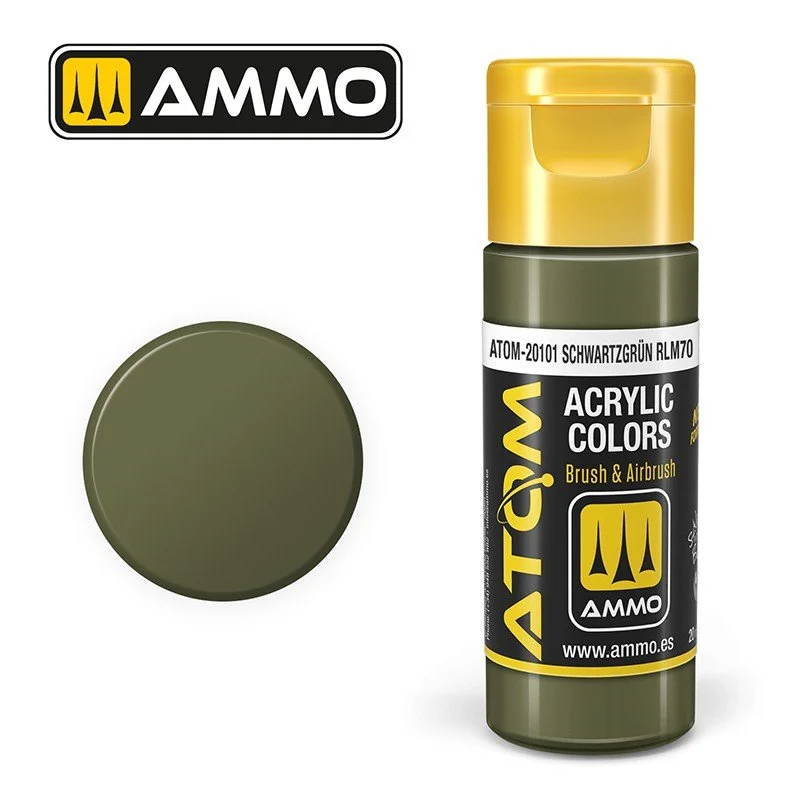 AMMO ATOM ACRYLIC COLOR 20mL Schwartzgrün RLM70 (FS34052) #ATOM-20101