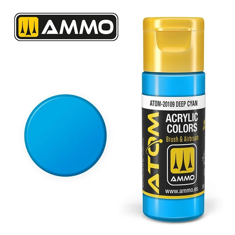 AMMO ATOM ACRYLIC COLOR 20mL Deep Cyan #ATOM-20109