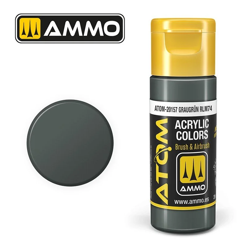 AMMO ATOM ACRYLIC COLOR 20mL Graugrün RLM74 (FS14077) #ATOM-20157