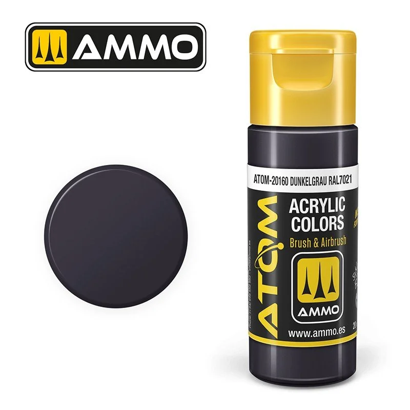 AMMO ATOM ACRYLIC COLOR 20mL Dunkelgrau RAL7021 (FS26081) #ATOM-20160