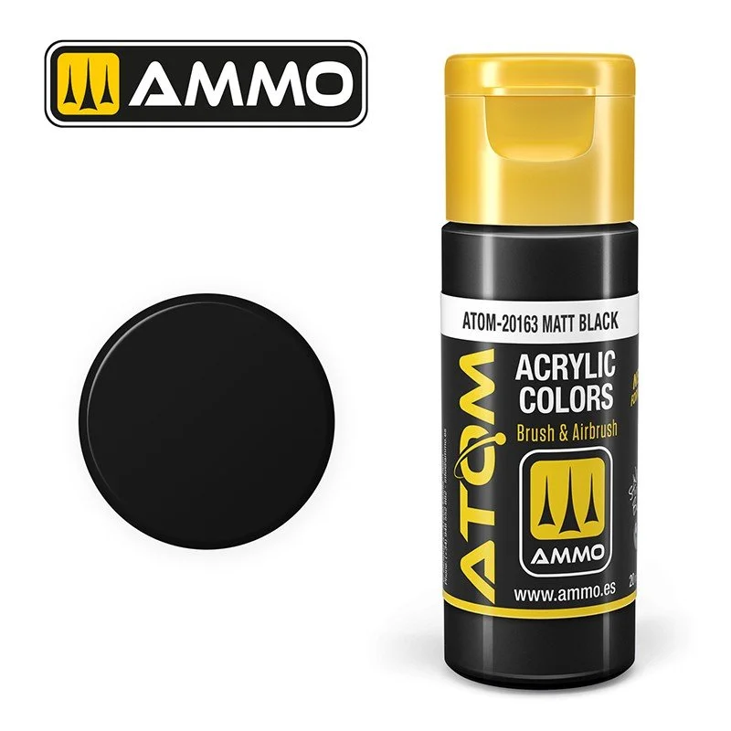 AMMO ATOM ACRYLIC COLOR 20mL Matt Black (FS37038) #ATOM-20163