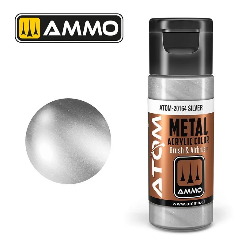 AMMO ATOM ACRYLIC COLOR 20mL METALLIC Silver #ATOM-20164
