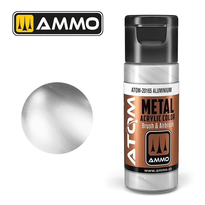 AMMO ATOM ACRYLIC COLOR 20mL METALLIC Aluminum #ATOM-20165