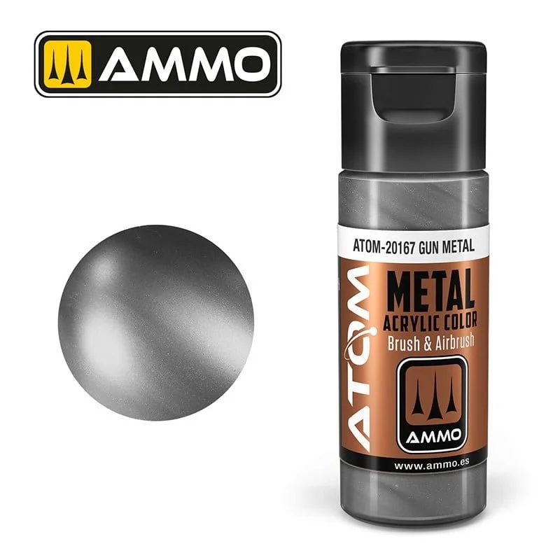 AMMO ATOM ACRYLIC COLOR 20mL METALLIC Gun Metal #ATOM-20167