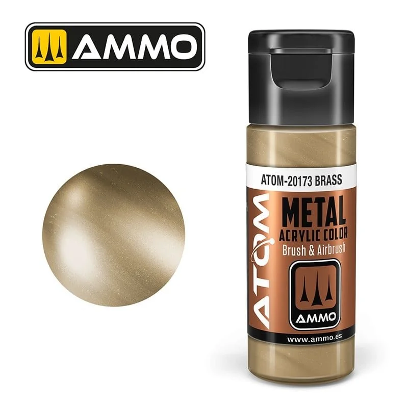 AMMO ATOM ACRYLIC COLOR 20mL METALLIC Brass #ATOM-20173