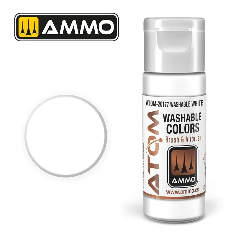 AMMO ATOM ACRYLIC COLOR 20mL WASHABLE White #ATOM-20177