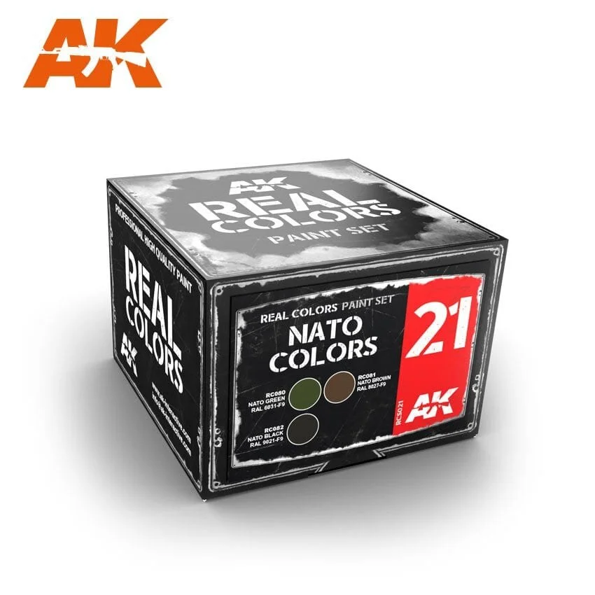 AK REAL COLORS: NATO Colors RCS21 Acrylic Lacquer Paint Set (3)x10ml