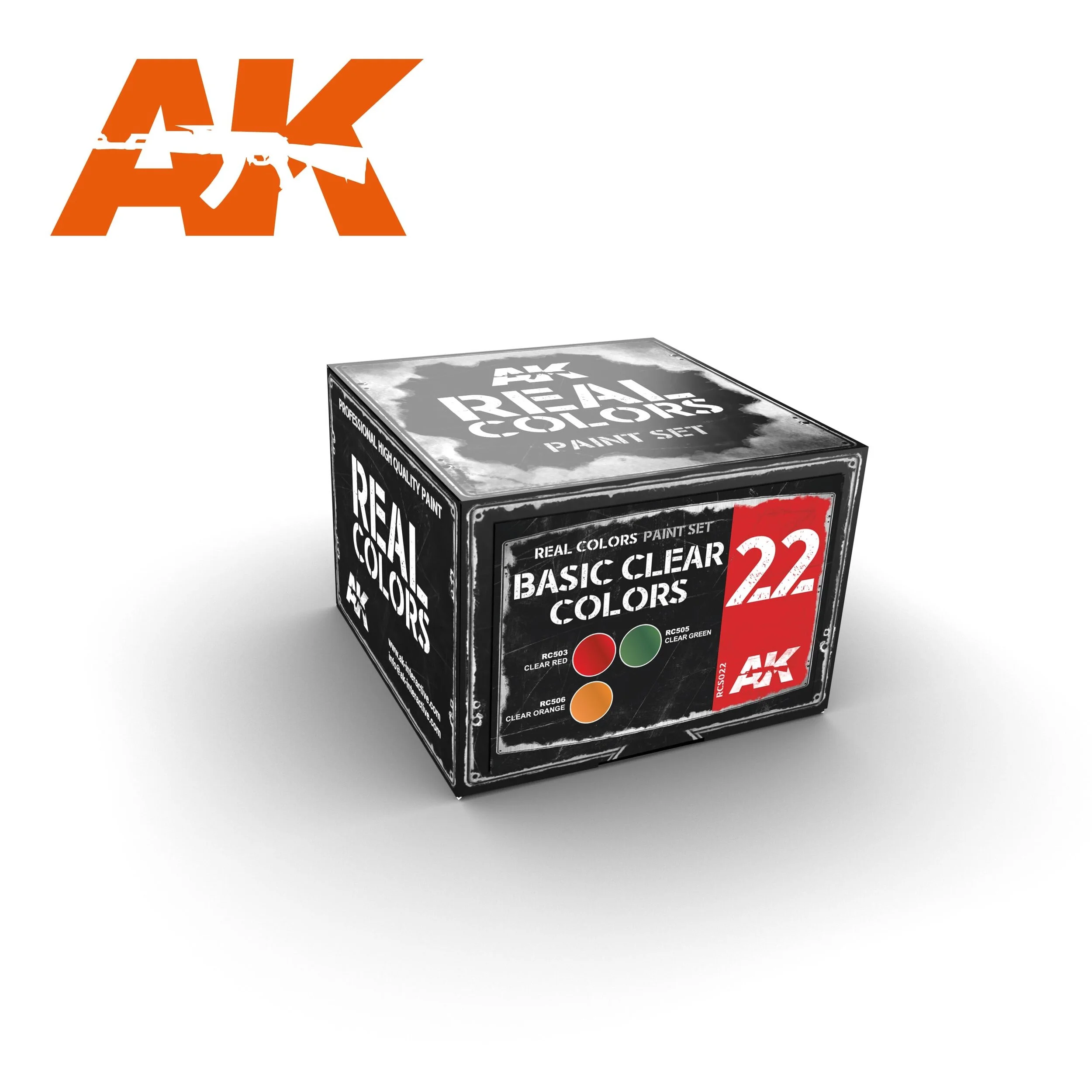 AK REAL COLORS: Basic Clear Colors RCS22 Acrylic Lacquer Paint Set (3)x10ml
