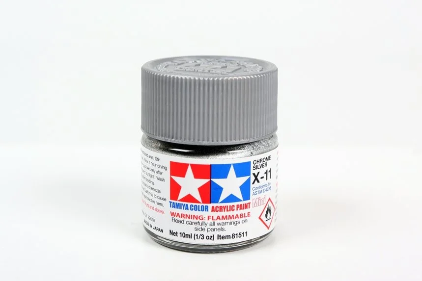 Tamiya 10ml-1/3oz Acrylic Mini X-11 Chrome Silver #81511