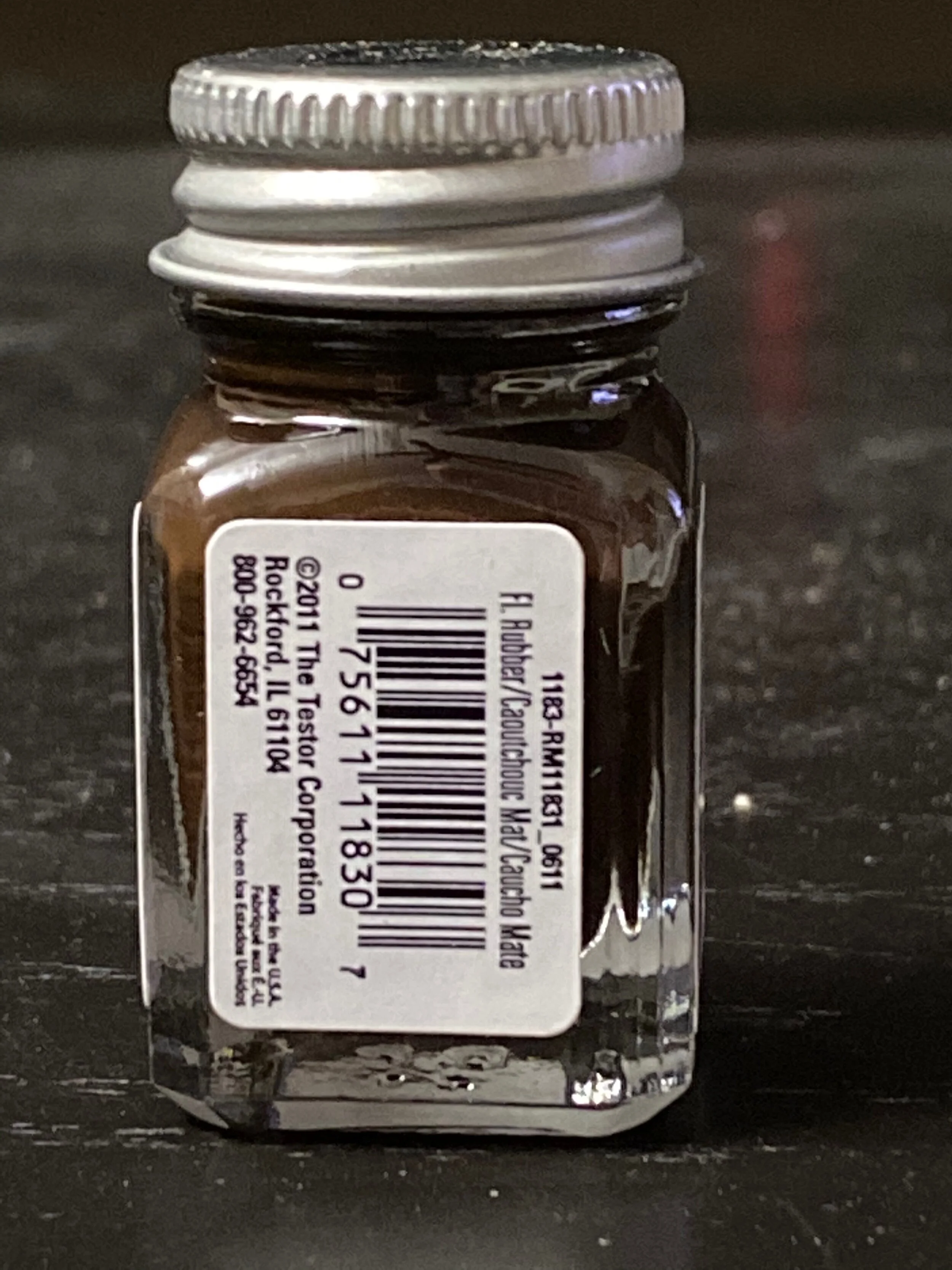 Testors Enamel 1/4oz-Flat Rubber #1183