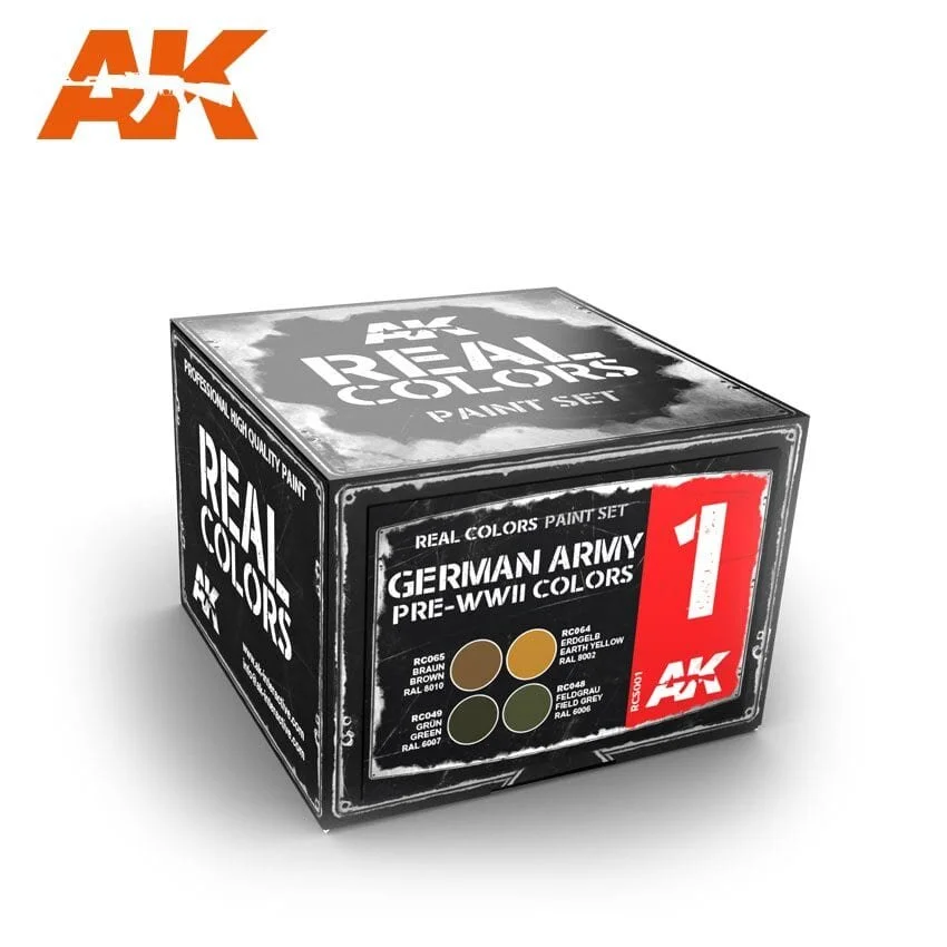AK REAL COLORS: German Army Pre-WWII  RCS01 Acrylic Lacquer Paint Set (4)x10ml)