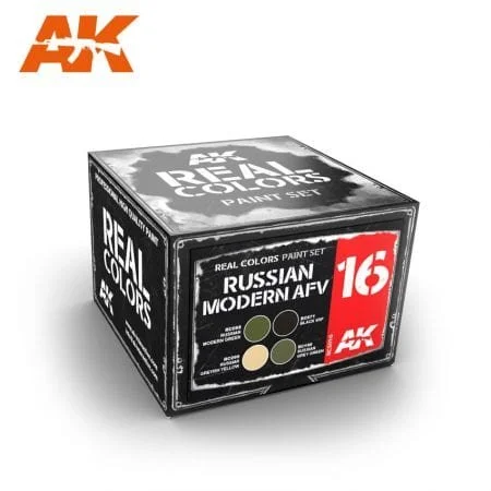 AK REAL COLORS: Russian Modern AFV RCS16 Acrylic Lacquer Paint Set (4)x10ml)