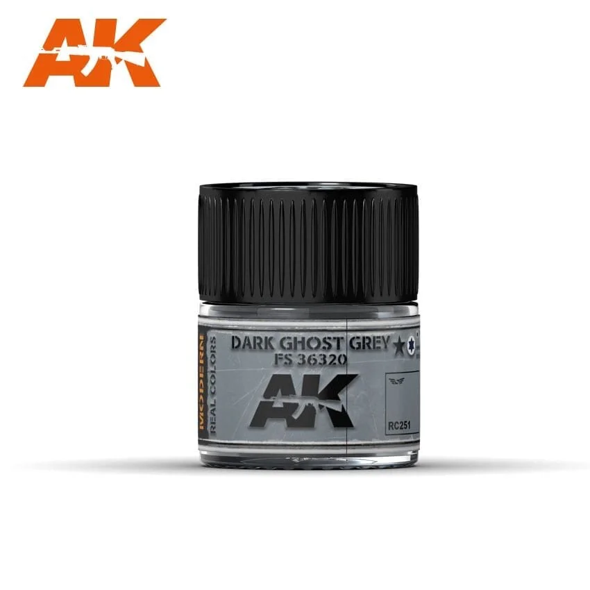 AK REAL COLORS: DARK GHOST GREY RC251 FS36320 Acrylic Lacquer Paint 10ml Bottle