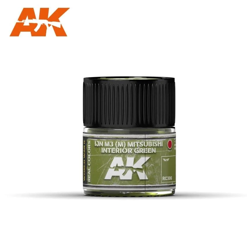 AK REAL COLORS: WWII IJN M3 Mitsubishi Interior Green Acrylic Lacquer Paint 10ml Bottle