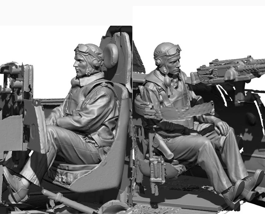 1/32 Legend Production WW2 US Navy Pilot & Rear Gunner Set I (4 Heads) #LF3233