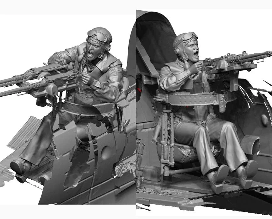 1/48 Legend Production WW2 US Navy Pilot Rear Gunner (Engaged / 2 Heads) #LF4827