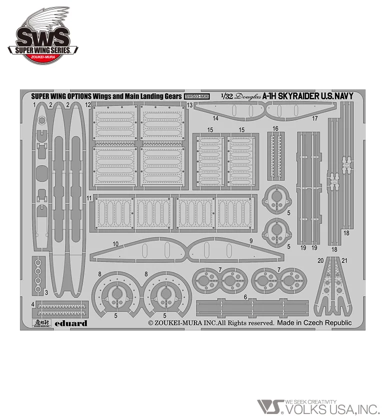 1/32 A-1H Skyraider Photo-etched Wings and Main Landing Gears Set